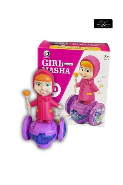 Generic Dancing Masha Doll Toy – Musical Rotating Cartoon Girl with LED Lights & Sound