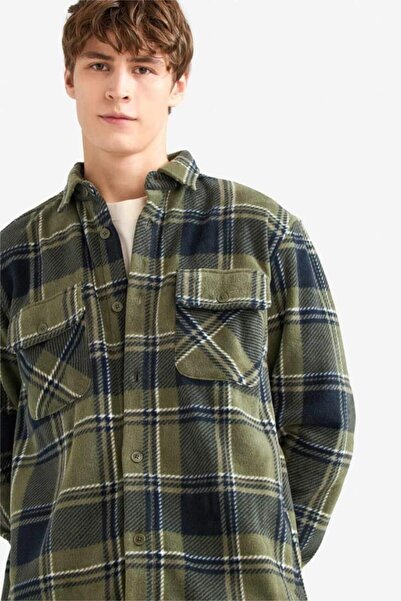 DeFacto Regular Fit Checkered Fleece Long Sleeve Shirt (25 Wn)