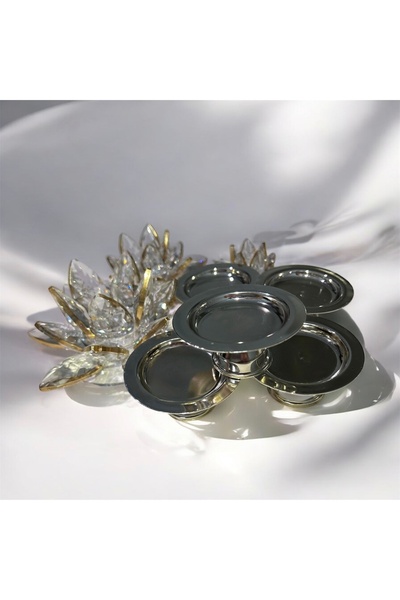 Kitchen Smile Σετ με 6 διακοσμητικά ασημί χρώματος μακαρόνια, πλαϊνό καφέ και μπολ με λουκούμια