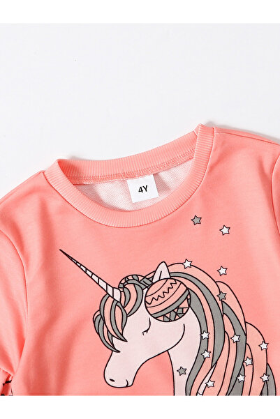 Take Two By Styli Girl's Graphic Print Long Sleeve T-shirt With Pants Set