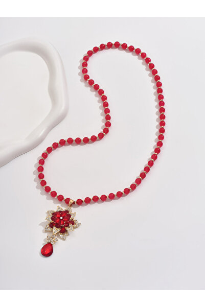 Take Two By Styli Embellished Flower Drop Beaded Necklace