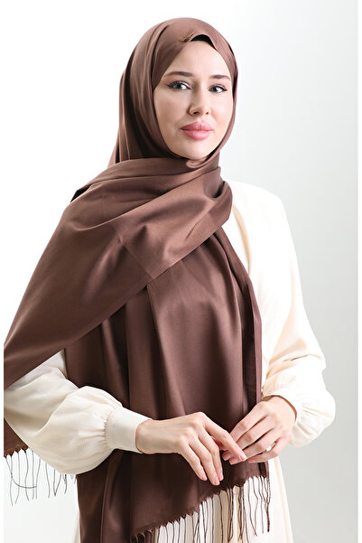 sefamerve شال فيسكوز طويل مهدب 70331-15 بني