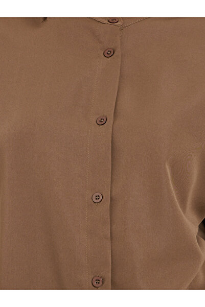 Styli Brown Regular Fit Stand Collar Shirt and Skirt Co-ords