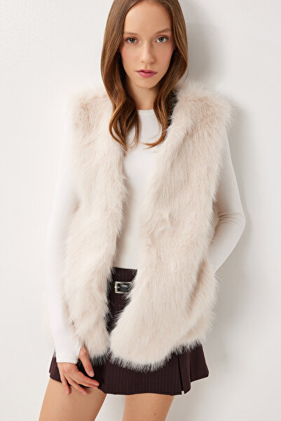 Lovelyİstanbul Faux Fur Vest Lfg0170 Cream