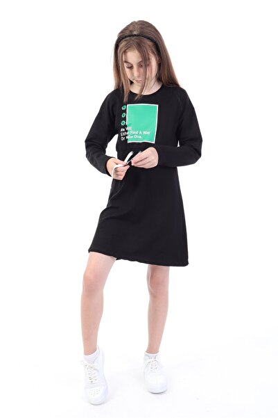 Toontoy Κοριτσίστικο φόρεμα με στάμπα, με μακρύ μανίκι και κορδόνια, σε άνετη...