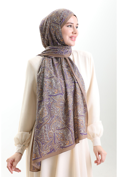 sefamerve Karaca Patterned Mio Shawl 82011-05 Earth Purple