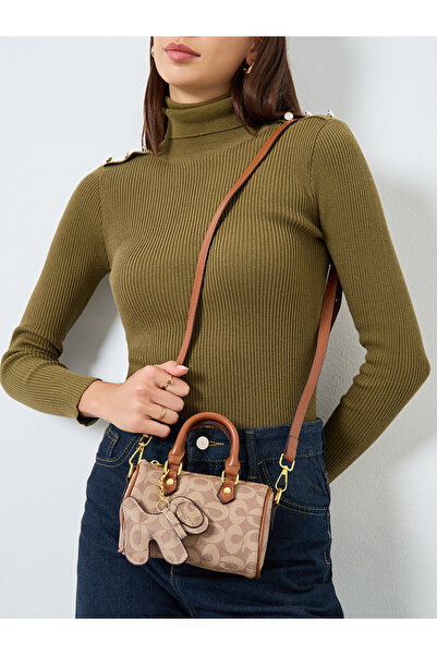 Take Two By Styli Women Brown Bowling Bag with Charm