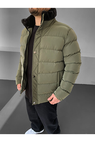 NO1 KONSEPT Φουλάρια με επένδυση από γούνα χακί Premium Carbon