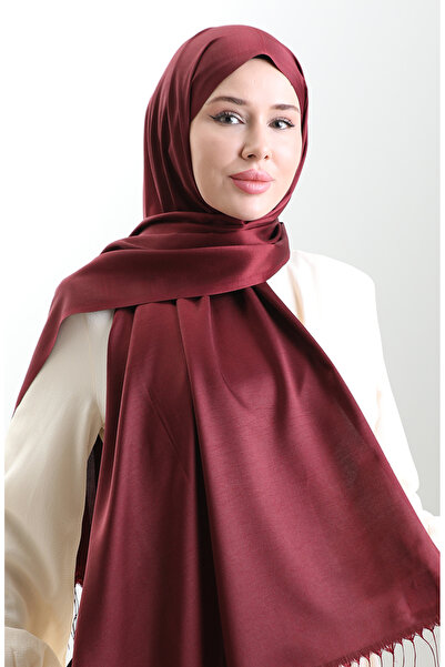 sefamerve شال فيسكوز طويل ذو شراشيب 70331-18 لون البرقوق