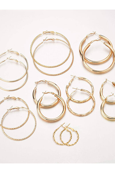 Take Two By Styli Set of 8 - Gold Tone Hoop Earrings