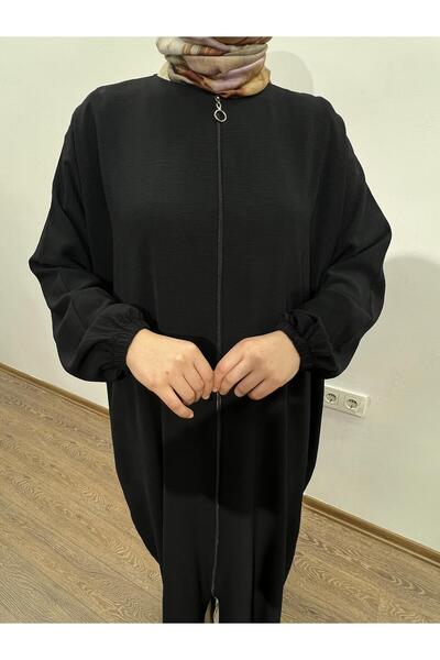 Berel Moda - Black Zippered Oversized , Elastic Sleeve, Comfortable Fit Aerobin Ferace