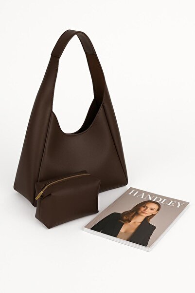 Handley حقيبة كتف نسائية، حقيبة مكياج، طقم مكون من قطعتين مع هدية