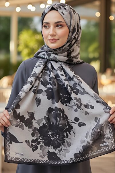 TOFİSA Σειρά Midnight Bloom Βαμβακερό Σάλι Βουργουνδίας - 27986-BORDO