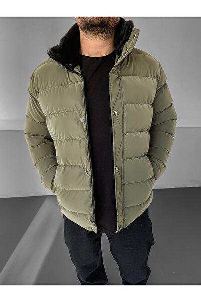 NO1 KONSEPT Φουλάρια με επένδυση από γούνα χακί Premium Carbon