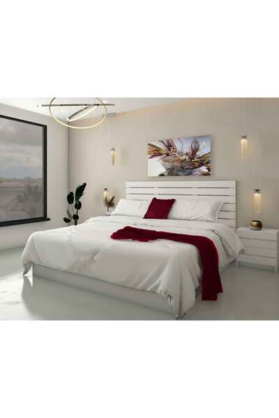 Stylish Home White King Size Double Bedroom Bed with 2 Nightstands - BD02
