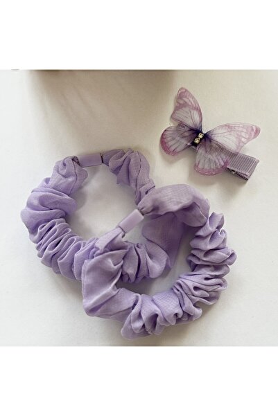 TAKIŞIR Butterfly Detailed 2-Piece Purple Rubber Buckle for Girls