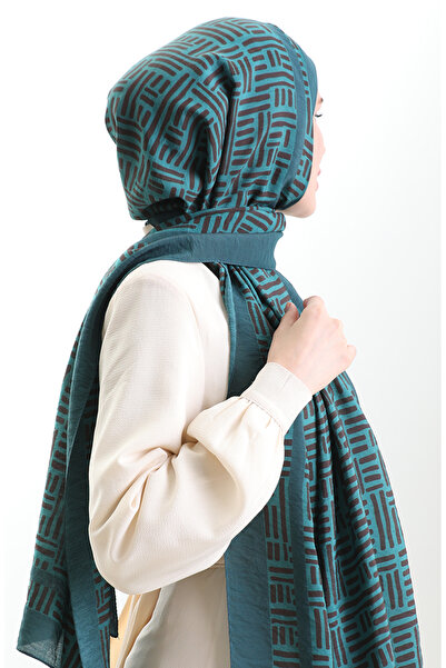 sefamerve Karaca Natural Fiber Shawl 82008-06 Petrol Brown