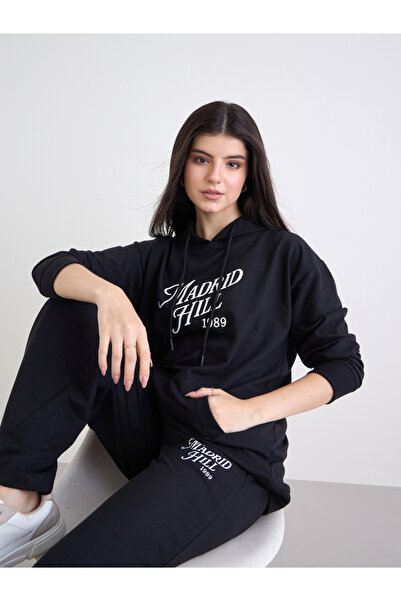 Styli Black Regular Fit Longline Hoodie and Joggers Co-Ords