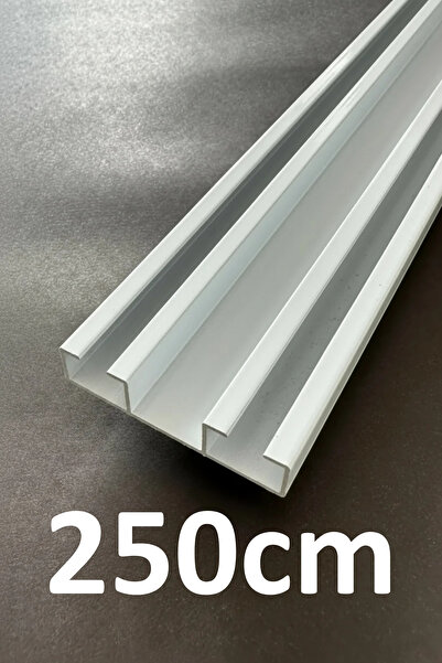 İzen İki Kanallı 250cm Alüminyum Beyaz Perde Rayı (48mm) Düz İkili Korniş