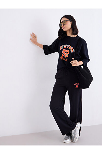 Styli Black Oversized Graphic T-Shirt and Joggers Co-Ords