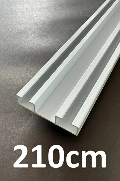 İzen İki Kanallı 210cm Alüminyum Beyaz Perde Rayı (48mm) Düz İkili Korniş