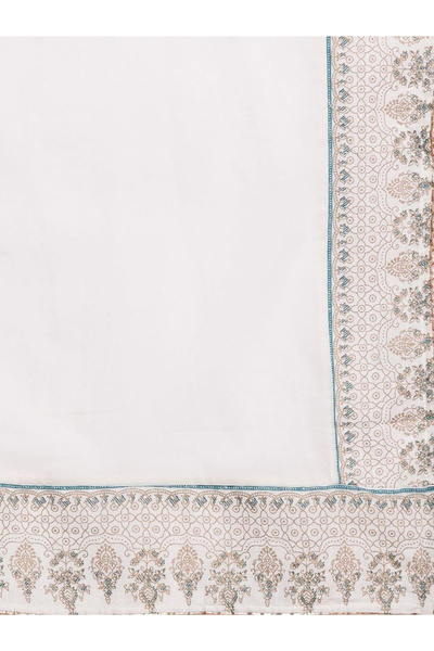 Ishin By Styli Off White Rayon Kurta with Pants and Dupatta Set