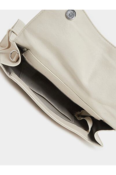 Styli Cream Flap Over Crossbody Bag