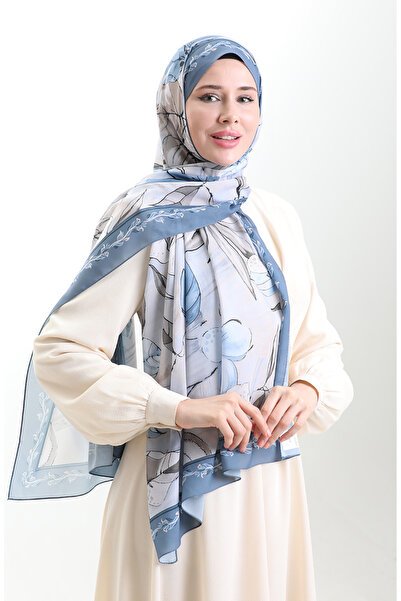 sefamerve Σάλι από γαλλικό μετάξι Hanzade 70330-01 Γκρι Μπεζ