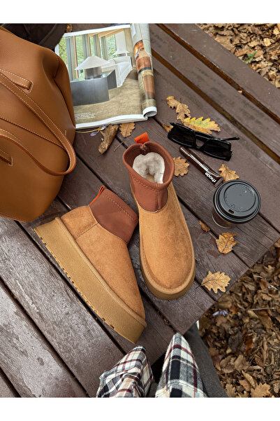 labor Selection Streç İçi Kürklü Kalın Taban Kadın Mini Bot