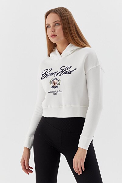 Shopping Shop Hooded short sweatshirt ecru