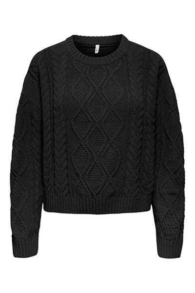 ONLY Onlelly Life Ls Cable O-Neck Cc Knt Women's Sweater 15351234 Black