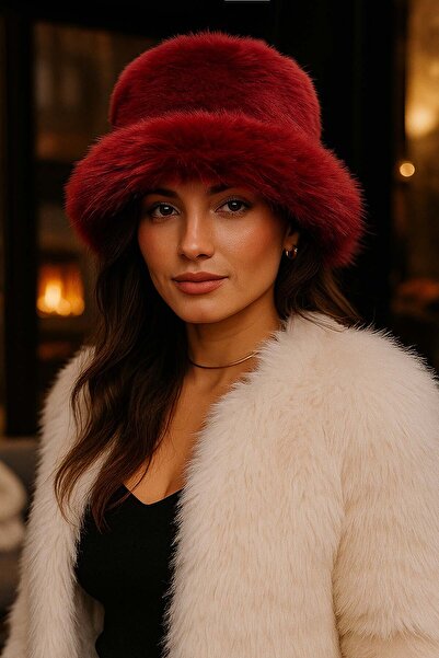 REMSA Women's Plush Bucket Kalpak Hat 1143 Rkş-14 Burgundy