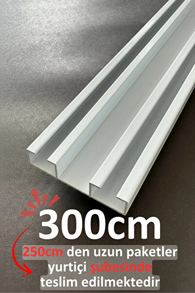 İzen İki Kanallı 300cm Alüminyum Beyaz Perde Rayı (48mm) Düz İkili Korniş