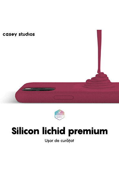 Casey Studios iPhone 11 Pro Soft Silicone Case, Microfiber Inside, Protection, Slim, Burgundy