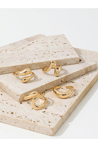 Take Two By Styli Set of 4 - Gold Tone Statement Rings