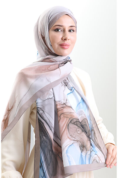 sefamerve Hanzade Fransız İpeği Şal 70328-08 Mavi Vizon