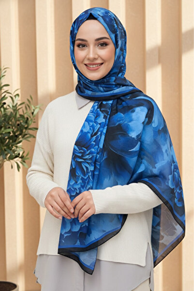 TOFİSA شال قطني من سلسلة ميستيك فلورا أزرق بلون الكوبالت - 27988- أزرق بلون الكوبالت