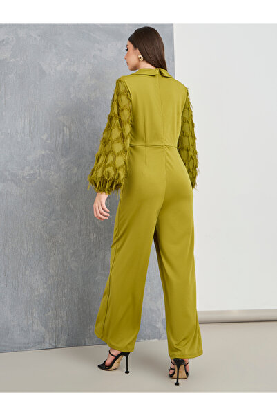 Take Two By Styli Fringe Volume Sleeve Wide Leg Jumpsuit