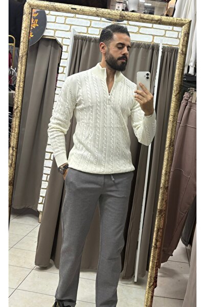 TUBA TOPTAŞ Stand-Up Collar Knitwear Men's Sweater