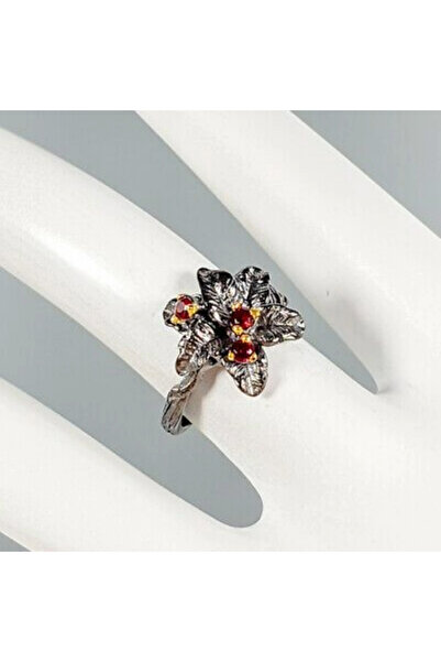 FashionBijoux Inel floral din argint 925 cu rodolit, 6.5