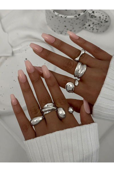 Take Two By Styli مجموعة من 6 خواتم سميكة متنوعة