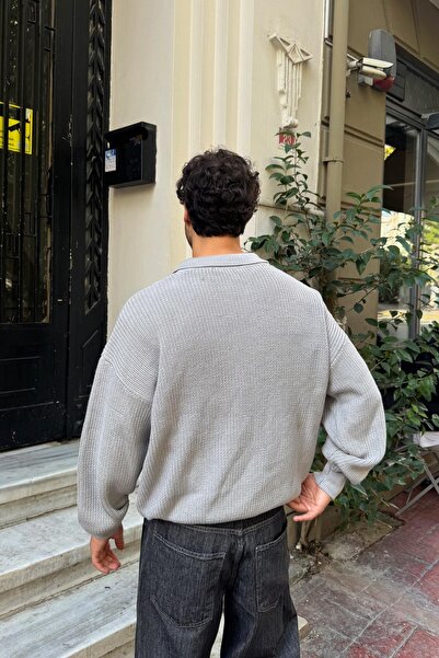 Flaw Wear Half Zip Polo Neck Knit Sweater