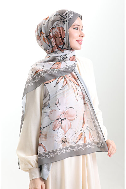 sefamerve Σάλι από γαλλικό μετάξι Hanzade 70330-06 Γήινο καφέ