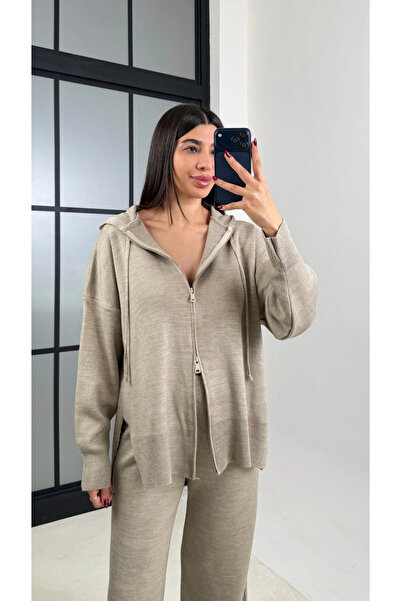 My Blog Mink Hooded Zippered Knitwear Set - 0511