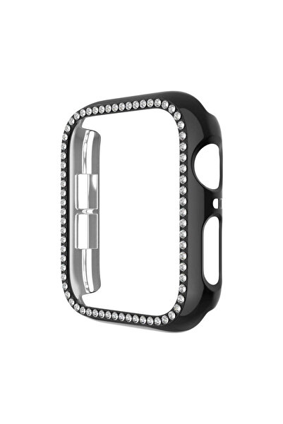 Casey Studios Diamond Case for Apple Watch 9/8/7 - 41MM, Hard Polycarbonate, Ultra-Thin, Black