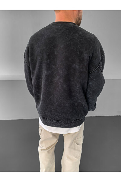 NO1 KONSEPT Φούτερ Premium oversized με κεντημένο ανθρακί χρώμα