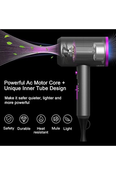 Mevis Line Hair Dryer, 1200W, LED light, 3 speeds/temperatures, Grey