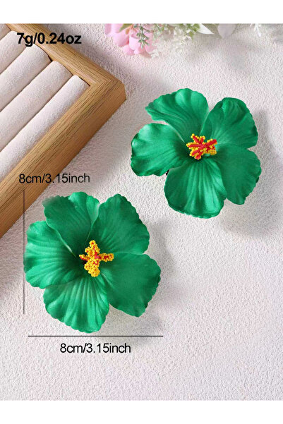 Take Two By Styli Green 3D Flower Earrings