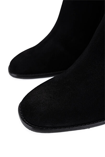 Tamer Tanca Kadın Hakiki Deri Siyah Süet Topuklu Bot