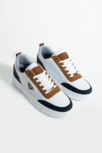 L.A Polo Thick Sole White Tan Men's Snekaer